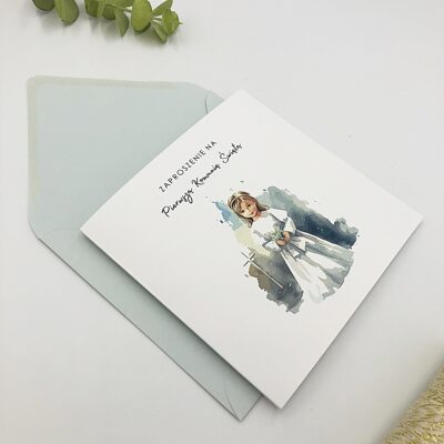Zaproszenia na komunię świętą personalizowane na dla dziewczynki