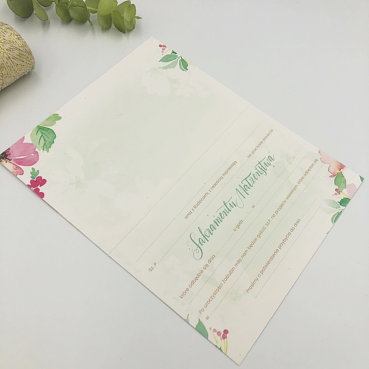 Zaproszenia ślubne kwiatowe do wypisania