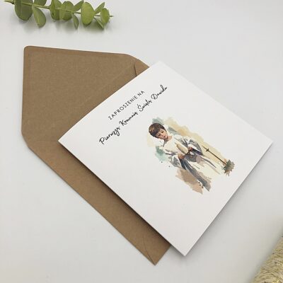 Zaproszenia na komunię świętą personalizowane na dla chłopca