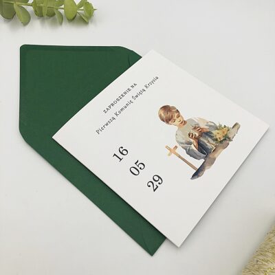Zaproszenia personalizowane na pierwszą komunię świętą dla chłopca