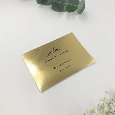 Naklejki na pudełka weselne złote gold mirror