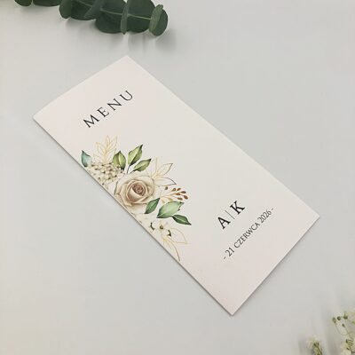 Menu weselna na stoły herbaciane róże