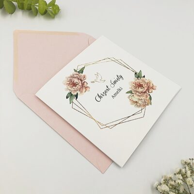 Zaproszenia na Chrzest Święty personalizowane z wiankiem